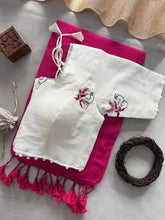 Elegant Khadi Cotton Saree with Flower Design